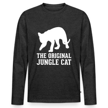 04 The Original Jungle Cat - Männer Premium Bio Langarmshirt - Anthrazit meliert - Vorne - Nico (187cm)