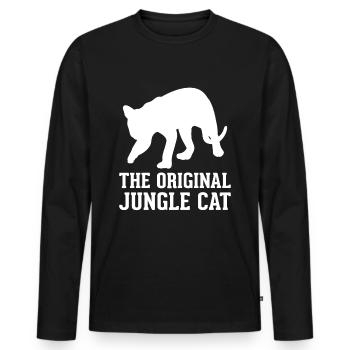 04 Le chat de la jungle original - T-shirt manches longues Premium bio Homme - noir - Devant - Nico (187cm)