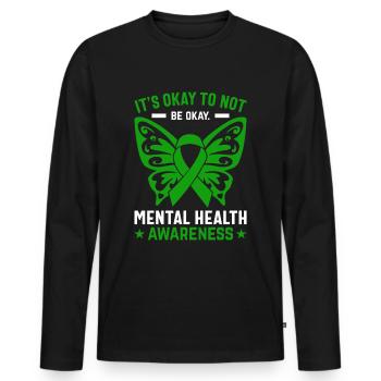 Psychologue en santé mentale Dépression - T-shirt manches longues Premium bio Homme - noir - Devant - Nico (187cm)