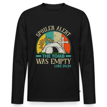 Spoiler Grabstätte war lerr Lustiger Oster Spruch - Männer Premium Bio Langarmshirt - Schwarz - Vorne - Nico (187cm)