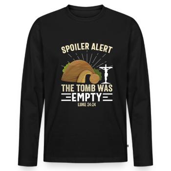Spoiler Grabstätte war lerr Lustiger Oster Spruch - Männer Premium Bio Langarmshirt - Schwarz - Vorne - Nico (187cm)