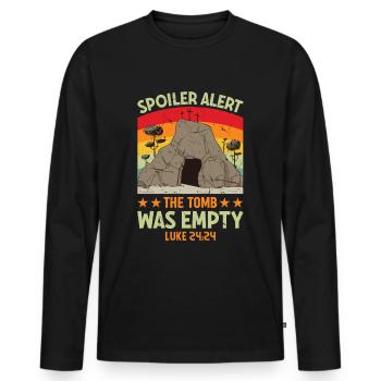 Spoiler Tomb was lerr Funny Easter Saying - Men's Premium Organic Long Sleeve Shirt - black - Front - Nico (187cm)
