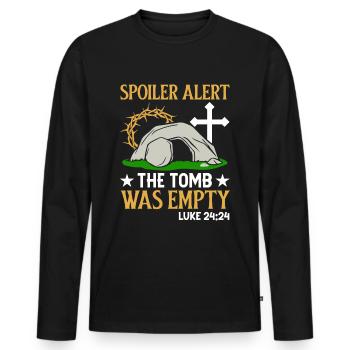 Spoiler Grabstätte war lerr Lustiger Oster Spruch - Männer Premium Bio Langarmshirt - Schwarz - Vorne - Nico (187cm)