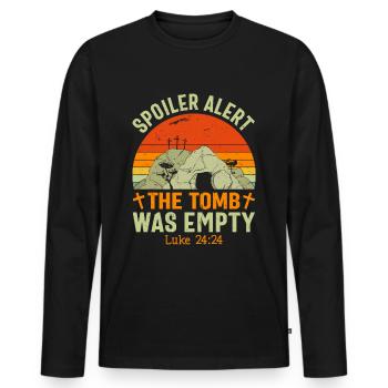 Spoiler Tomb was lerr Funny Easter Saying - Men's Premium Organic Long Sleeve Shirt - black - Front - Nico (187cm)