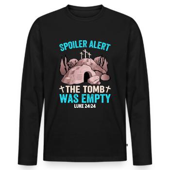Spoiler Tomb was lerr Funny Easter Saying - Men's Premium Organic Long Sleeve Shirt - black - Front - Nico (187cm)