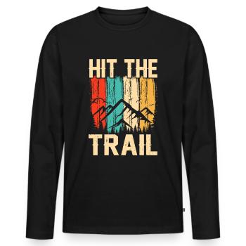 Coureur de montagne jogging en montagne - T-shirt manches longues Premium bio Homme - noir - Devant - Nico (187cm)