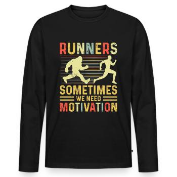 Coureur de montagne jogging en montagne - T-shirt manches longues Premium bio Homme - noir - Devant - Nico (187cm)