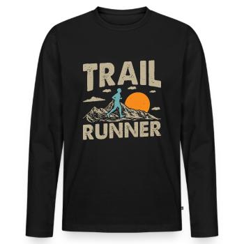 Coureur de montagne jogging en montagne - T-shirt manches longues Premium bio Homme - noir - Devant - Nico (187cm)