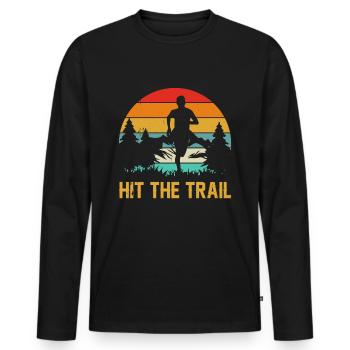 Coureur de montagne jogging en montagne - T-shirt manches longues Premium bio Homme - noir - Devant - Nico (187cm)