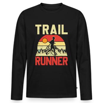 Coureur de montagne jogging en montagne - T-shirt manches longues Premium bio Homme - noir - Devant - Nico (187cm)