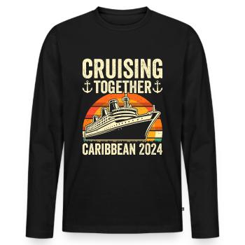 Croisière dans les Caraïbes 2024 - T-shirt manches longues Premium bio Homme - noir - Devant - Nico (187cm)