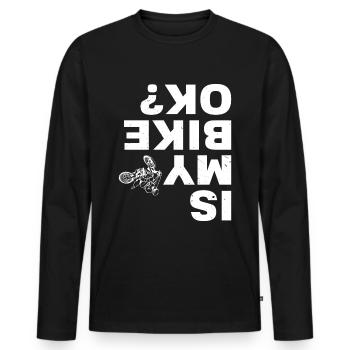 Motard Motard Chute Ma moto va-t-elle bien ? - T-shirt manches longues Premium bio Homme - noir - Devant - Nico (187cm)