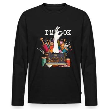 Couture, couture, couture, courtepointe - T-shirt manches longues Premium bio Homme - noir - Devant - Nico (187cm)