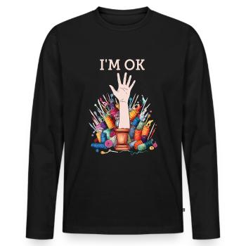 Couture, couture, couture, courtepointe - T-shirt manches longues Premium bio Homme - noir - Devant - Nico (187cm)