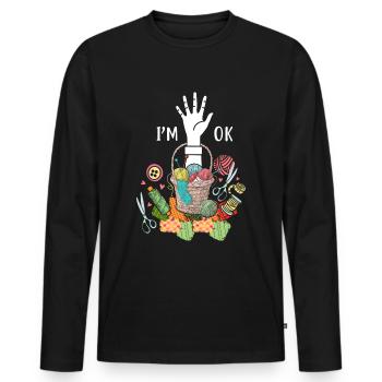Couture, couture, couture, courtepointe - T-shirt manches longues Premium bio Homme - noir - Devant - Nico (187cm)