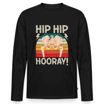 Hanche Hanche Hourra Remplacement de la hanche Thérapie physique amusante - T-shirt manches longues Premium bio Homme - noir - Devant - Nico (187cm)