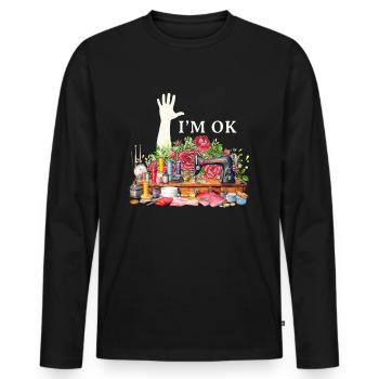 Couture, couture, couture, courtepointe - T-shirt manches longues Premium bio Homme - noir - Devant - Nico (187cm)
