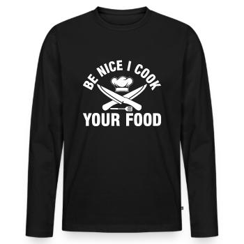 Chef Chef Gastronomie - T-shirt manches longues Premium bio Homme - noir - Devant - Nico (187cm)