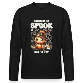 Too cute to scare but I'm trying Halloween - Men's Premium Organic Long Sleeve Shirt - black - Front - Nico (187cm)