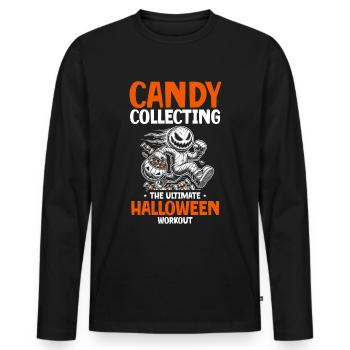 Candy Collecting: the ultimate Halloween workout - Men's Premium Organic Long Sleeve Shirt - black - Front - Nico (187cm)