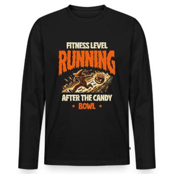 Fitness Level Running to Candy Bowl, Fitness Goals - Men's Premium Organic Long Sleeve Shirt - black - Front - Nico (187cm)