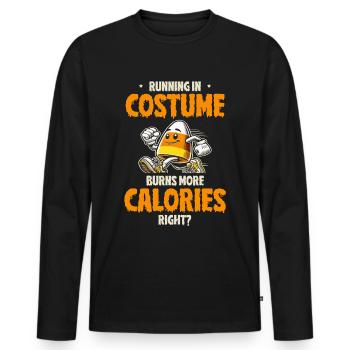 Running in costume burns more calories Halloween - Men's Premium Organic Long Sleeve Shirt - black - Front - Nico (187cm)