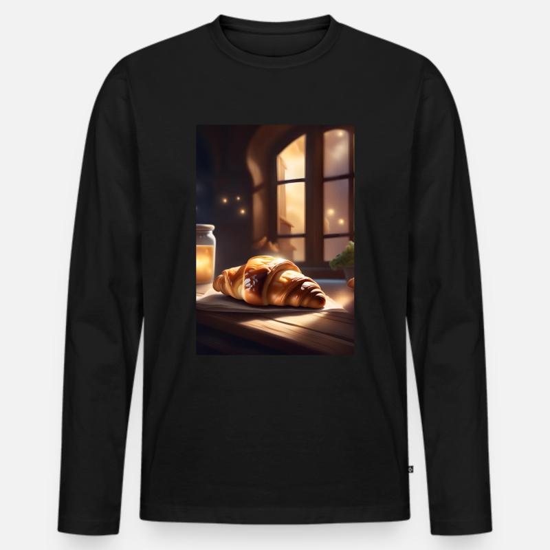 Croissants-Gebäck - Männer Premium Bio Langarmshirt - Schwarz