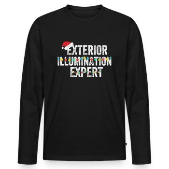 Christmas Expert for Christmas Lights - Men's Premium Organic Long Sleeve Shirt - black - Front - Nico (187cm)
