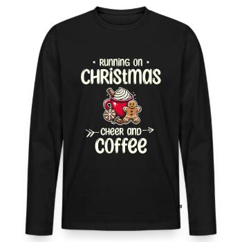 Réjouissez-vous Ambiance de Noël Amateurs d’énergie du café - T-shirt manches longues Premium bio Homme - noir - Devant - Nico (187cm)