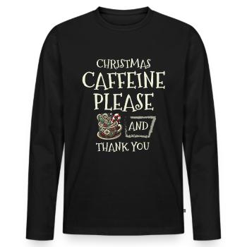 Caféine de Noël s’il vous plaît et merci Vœux de Noël - T-shirt manches longues Premium bio Homme - noir - Devant - Nico (187cm)