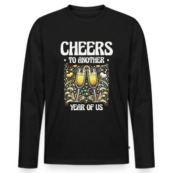 Cheers another year with us relationship milestones - Men's Premium Organic Long Sleeve Shirt - black - Front - Nico (187cm)