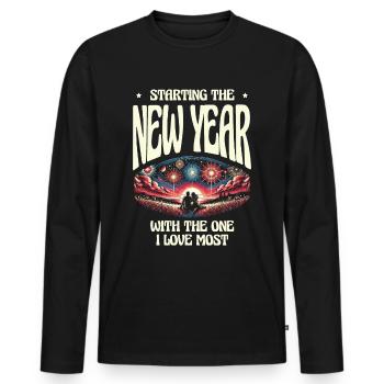 Start the new year with the most fun - Men's Premium Organic Long Sleeve Shirt - black - Front - Nico (187cm)