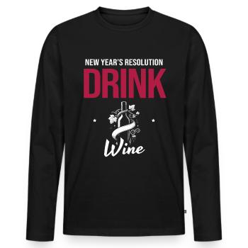 New Year's resolution: Drink more wine, wine goals - Men's Premium Organic Long Sleeve Shirt - black - Front - Nico (187cm)