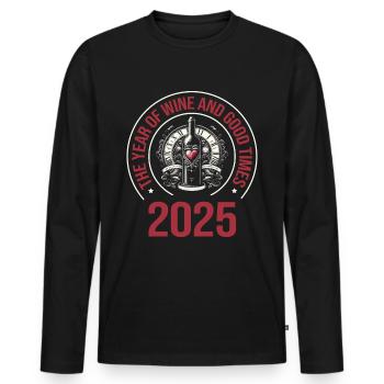 L’année du vin et des bons temps, amateurs de vin - T-shirt manches longues Premium bio Homme - noir - Devant - Nico (187cm)