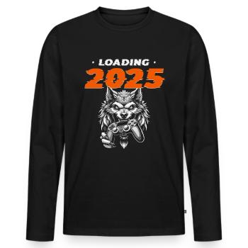 Loading 2025, Neujahrsaufregung, Gaming-Vorfreude - Männer Premium Bio Langarmshirt - Schwarz - Vorne - Nico (187cm)
