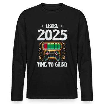 Niveau 2025 Temps de mouture, Objectifs de jeu, Jour de l’An - T-shirt manches longues Premium bio Homme - noir - Devant - Nico (187cm)