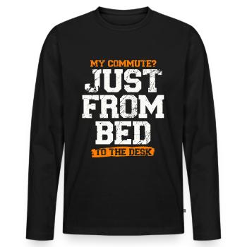 Mon chemin du lit au bureau : le plaisir du travail à distance - T-shirt manches longues Premium bio Homme - noir - Devant - Nico (187cm)