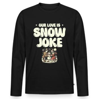 Notre amour Snow Wit, Humour d’hiver, Romantique - T-shirt manches longues Premium bio Homme - noir - Devant - Nico (187cm)