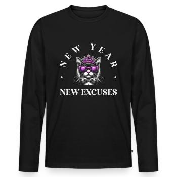 New Year's Day, New Excuses, Intentional Humor, Goal Setting - Men's Premium Organic Long Sleeve Shirt - black - Front - Nico (187cm)