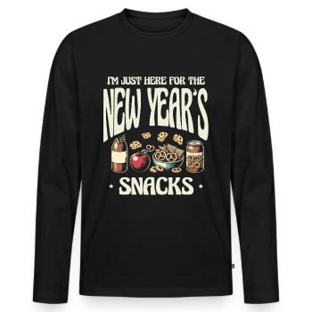 Je ne suis ici que pour les collations et la nourriture du Nouvel An - T-shirt manches longues Premium bio Homme - noir - Devant - Nico (187cm)