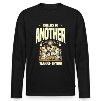 Cheers to another year full of humorous attempts - Men's Premium Organic Long Sleeve Shirt - black - Front - Nico (187cm)