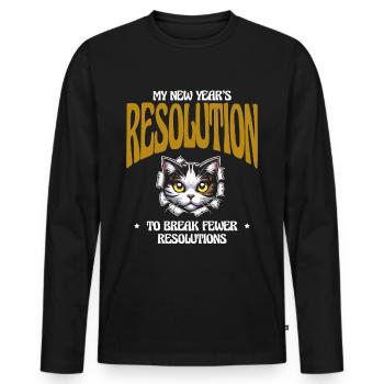 Ma résolution du Nouvel An de briser moins de résolutions - T-shirt manches longues Premium bio Homme - noir - Devant - Nico (187cm)