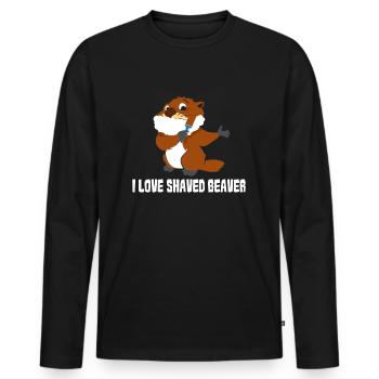 I Love Shaved Beaver - Rasur Wortspiel Sarkasmus - Männer Premium Bio Langarmshirt - Schwarz - Vorne - Nico (187cm)