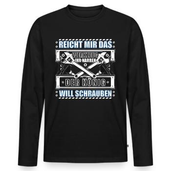 Werkstatt Mechaniker Schrauber - Männer Premium Bio Langarmshirt - Schwarz - Vorne - Nico (187cm)