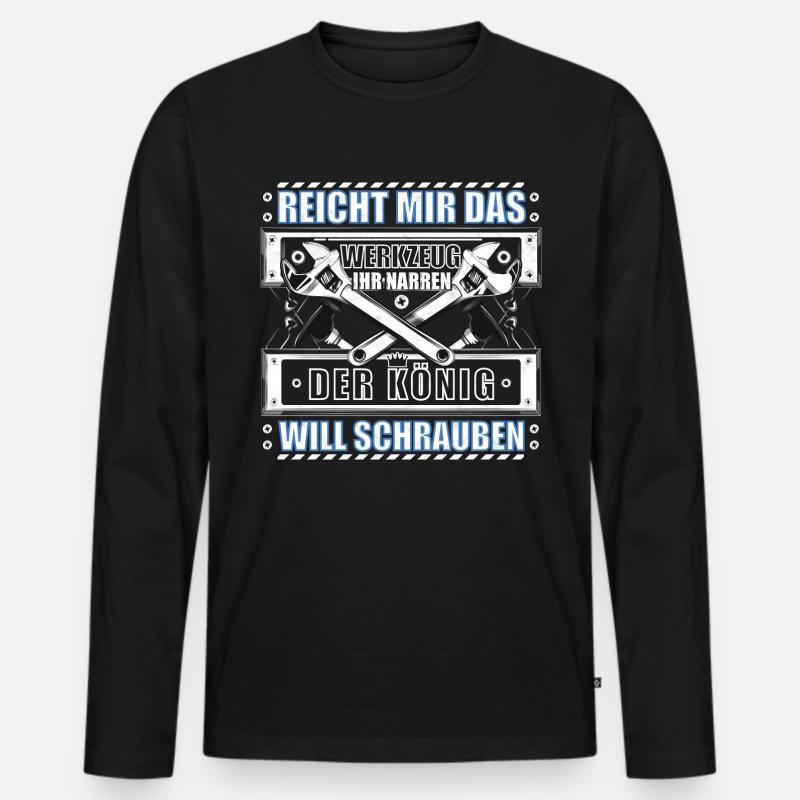 Werkstatt Mechaniker Schrauber - Männer Premium Bio Langarmshirt - Schwarz