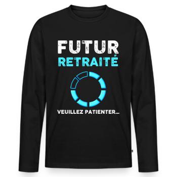 Départ en retraite idée cadeau homme - T-shirt manches longues Premium bio Homme - noir - Devant - Nico (187cm)