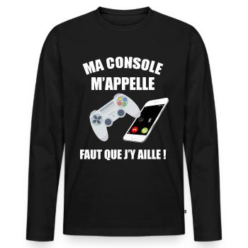 Jeux video homme et enfant ma console m'appelle - T-shirt manches longues Premium bio Homme - noir - Devant - Nico (187cm)