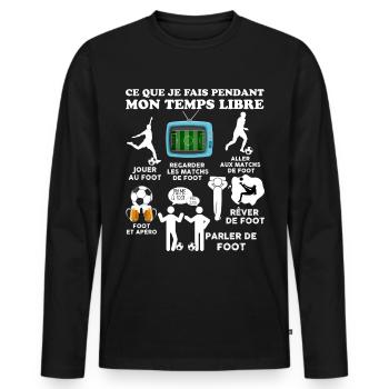 Foot temps libre Idée Cadeau Footballeur Apéritif - T-shirt manches longues Premium bio Homme - noir - Devant - Nico (187cm)