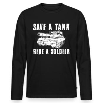 Tank Soldier - Tshirt de char - cadeau de soldat - T-shirt manches longues Premium bio Homme - noir - Devant - Nico (187cm)