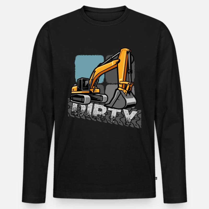 bagger "baggerfahrer gräbt löcher" - Männer Premium Bio Langarmshirt - Schwarz